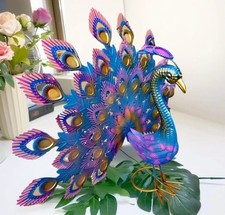 Metal Peacock Statue Ornament Garden Decoration Decor Outdoor DIY Art Sculpture