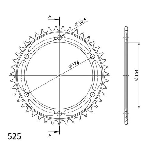 Steel sprocket 525 pitch 43 - pitch,
