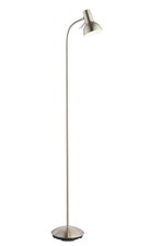 Adjustable Curved Arm Floor Lamp | Modern Satin Nickel Reading Light | 1.6m Tall