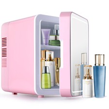 4L Mini Fridge LED Light Mirror Car Home Portable Cooler Warmer Skincare Makeup