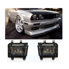 PAIR GLASS FOGLAMPS FOGLIGHTS FOG FOGS SMOKED BLACK BMW E30 FACELIFT 88-95