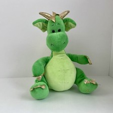 Harrods London Green Dragon Plush Soft Toy Gold Wings Collectible Teddy 12”