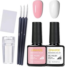 French Manicure Kit, French Tip Nail Polish, French Manicure Set, Pink White Ge