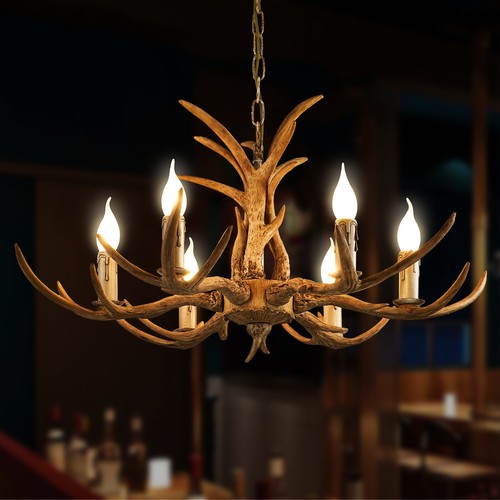 Retro brown antler chandelier - retro,