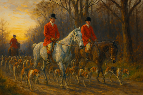 Fox hunting countryside riders - fox,