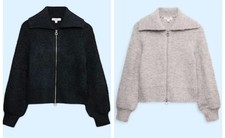 M&S Boucle zip up Collared