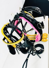 Driving Quick Hitch Harness Leather Horse Shoe Buckle Full In Yellow Pink Black