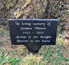 Personalised Engraved Memorial Grave Marker Slate Headstone Plaque Stake Spike