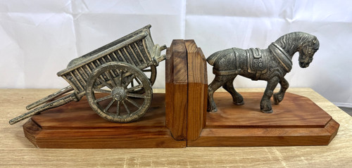 Vintage horse cart bookends - horse,