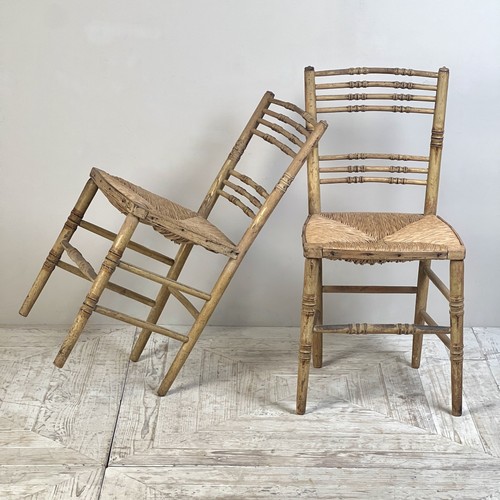 Pair painted regency faux - painted,