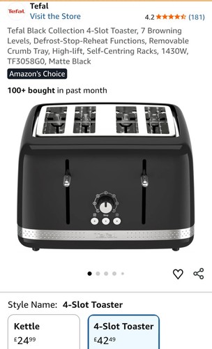 Tefal black collection - black, 4-slot
