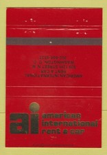 Matchbook Cover - American International Rent A Car Washington DC 40 Strike