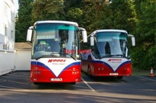 PHOTO  A PAIR OF WOODS TRAVEL COACHES 253 FYW BOVA FUTURA ORIGINALLY WA57 JZO 50