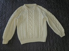 Unisex Hand Knitted Cream Aran