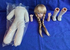 Bisque Doll kit to make - head, arms, legs (bisque)plus  pre-stuffed fabric body