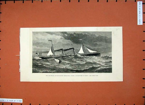 Original old antique print - old,