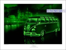 Green Splitty Aurora VW Camper Van Picture Print Limited Edition (250) New