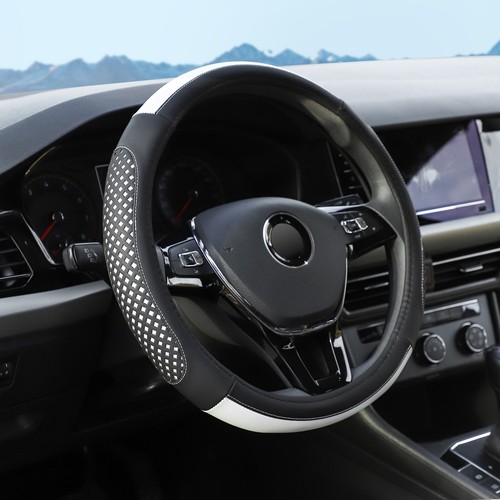 White car steering wheel cover - white,