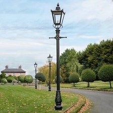 NEW 3.2m Black Victorian Lamp Post & Lantern Set - Outdoor Lighting