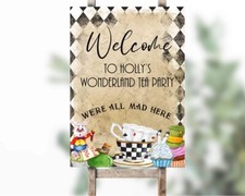 Personalised Tea Party Sign Alice In Wonderland Picture Sign Home Birthday Party