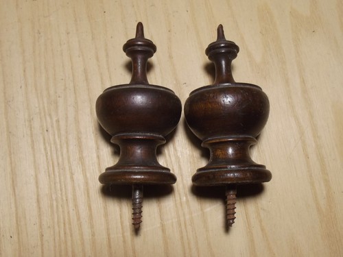 Pair antique clock finials - clock,