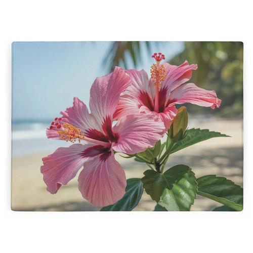 Pink hibiscus glass worktop - pink,