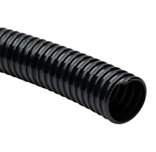 FLEXIBLE BLACK CORRUGATED █POND HOSE █ PUMP GARDEN PIPE FISH MARINE █ x2 CLIPS █