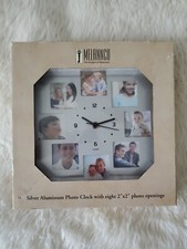 Melannco Black Aluminum Walk Clock With 8 Photo Frames On Front 9X9