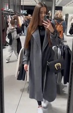 Zara Women's ZW Collection Wool Blend Cost White Grey Size L Ref 2062/764 £159