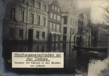 Postcard Lübeck in Schleswig Holstein, flood, wine shop, barge... - 10794828