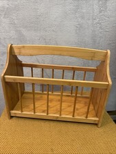 Vintage Retro Wooden Magazine/Vinyl Storage Basket Rack with Handle