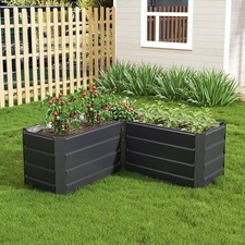 L-Shaped Metal Steel Raised Bed Vegetable Flower Outdoor Garden Planter Box
