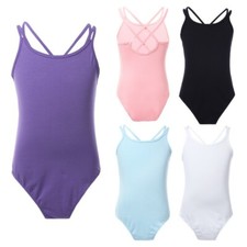 Kids Girls Ballet Dance Dress Spaghetti Strap Leotard Gymnastics Dancewear Skirt