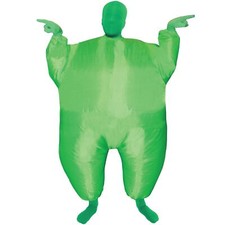 Kids Inflatable Green MegaMorph Costume Boys Girls Blow Up Fat Suit Fancy Dress