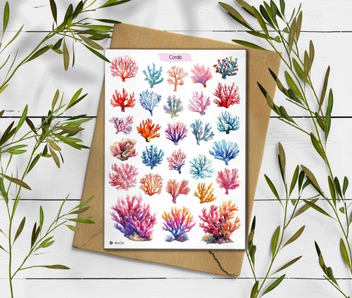 Coral stickers sea - sea,