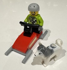 Lego Winter Fun Minifigure On Snow Scooter With Husky Dog