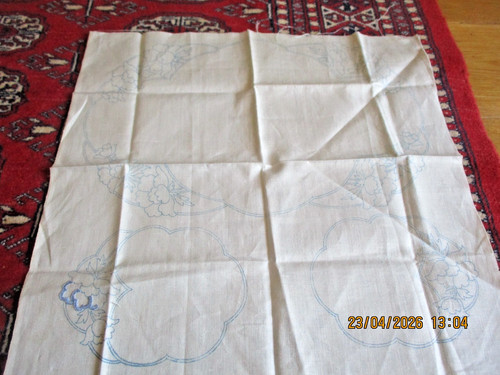Vintage linen mat set - linen, transfer