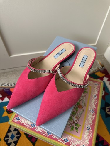 Prada fuchsia pink suede - pink, flat