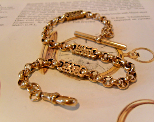 Pocket watch chain antique 9ct - watch,
