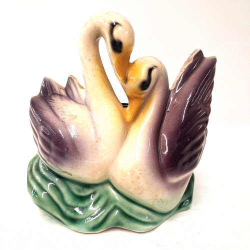 Vintage double swan planter - double,