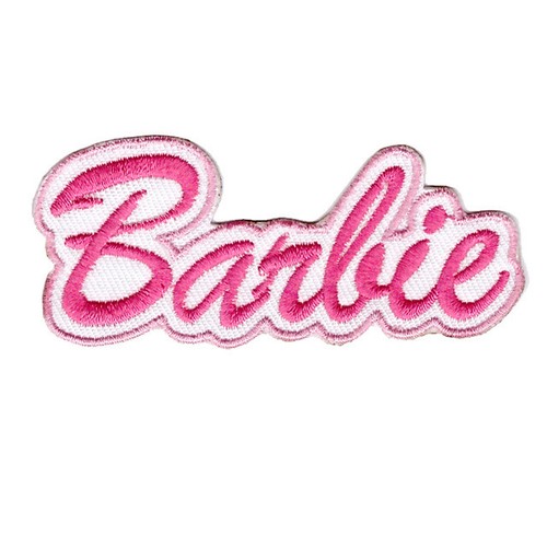 Pink barbie logo iron patch - barbie, on