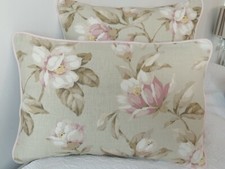 Laura Ashley Magnolia VINTAGE Fabric Cushion Cover Pink Piped 12” x 18"