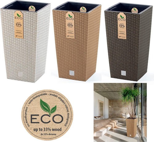 Tall square eco wood - wood, rattan