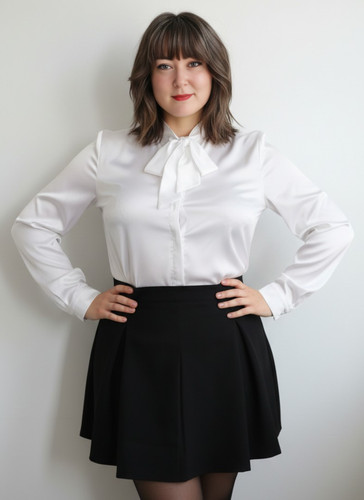 White satin pussybow - satin, blouse