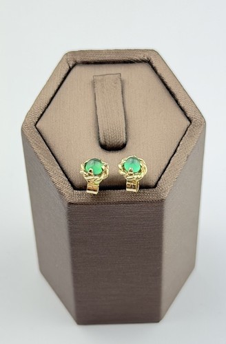 Jade earrings gold - jade, 9k