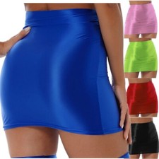 Women's Glossy Oily Shiny Pencil Skirts High Waist Semi Sheer Bodycon Mini skirt
