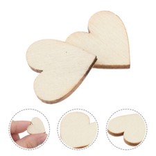 100PCS Heart Wood Discs Wooden Hearts Guest Book Love Sign Cutouts Patch Chips