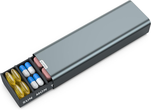 Metal weekly pill organizer - weekly, 7