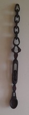 Large, Handcarved, Welsh Lovespoon. Two Horseshoes & Three Balls In Cage, 21 ins