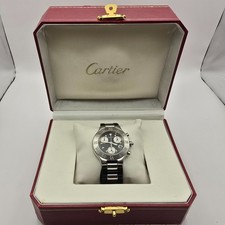 CARTIER CHRONOSCAPH 2424 MENS WATCH ST.STEEL SWISS QUARTZ DATE WITH BOX & PAPERS